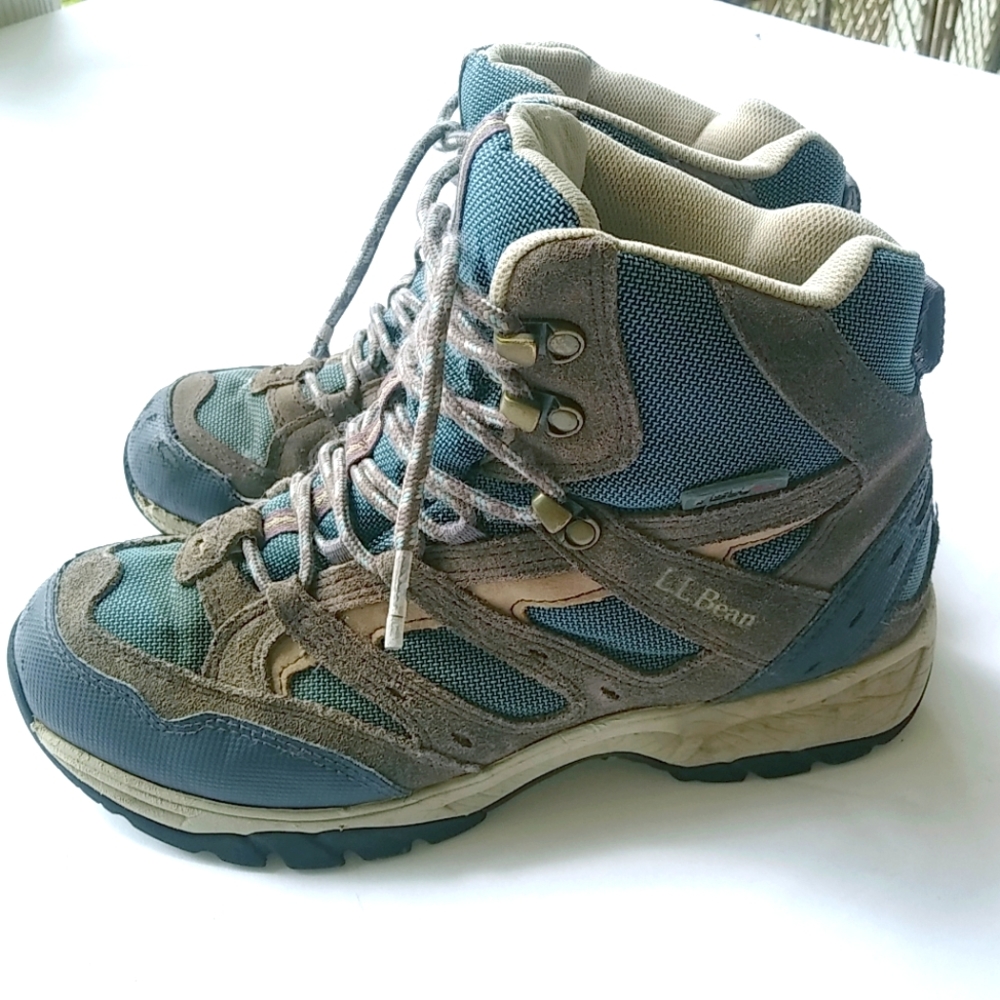 L.L. Bean 8 Wide Womens Hiking Boots Teal & Gray - Gorpcore